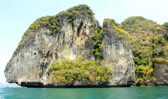 Cliffs on the west coast of Ko Poda seen from a boat
